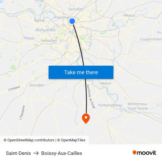 Saint-Denis to Boissy-Aux-Cailles map