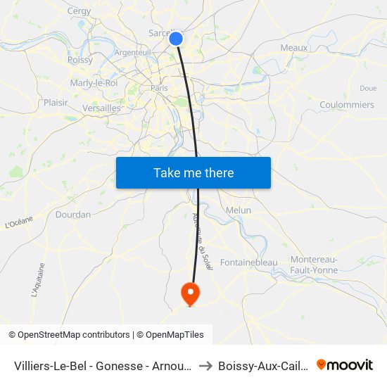 Villiers-Le-Bel - Gonesse - Arnouville to Boissy-Aux-Cailles map