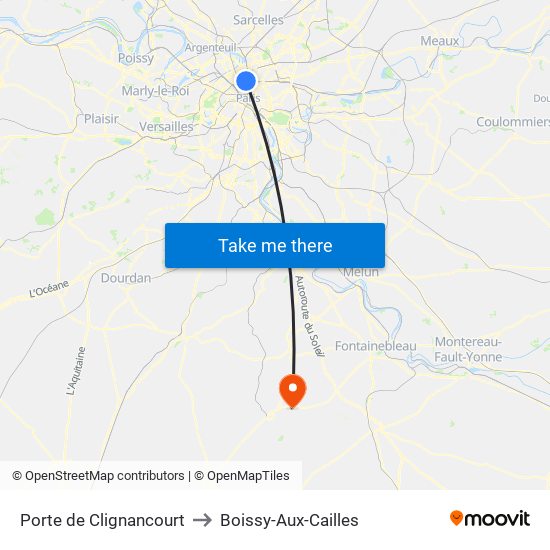 Porte de Clignancourt to Boissy-Aux-Cailles map