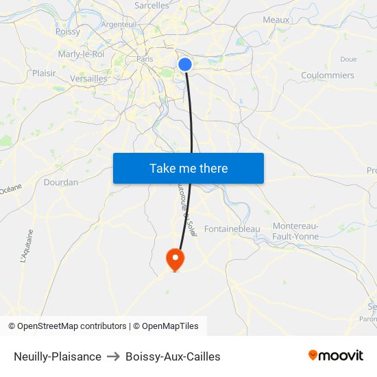 Neuilly-Plaisance to Boissy-Aux-Cailles map