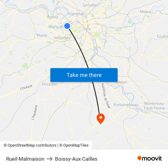 Rueil-Malmaison to Boissy-Aux-Cailles map