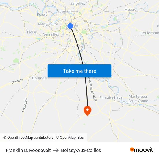Franklin D. Roosevelt to Boissy-Aux-Cailles map