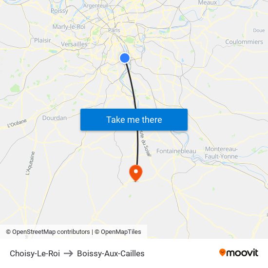 Choisy-Le-Roi to Boissy-Aux-Cailles map