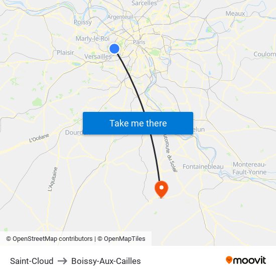 Saint-Cloud to Boissy-Aux-Cailles map