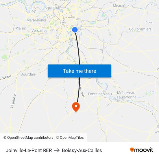 Joinville-Le-Pont RER to Boissy-Aux-Cailles map