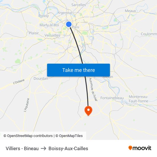 Villiers - Bineau to Boissy-Aux-Cailles map