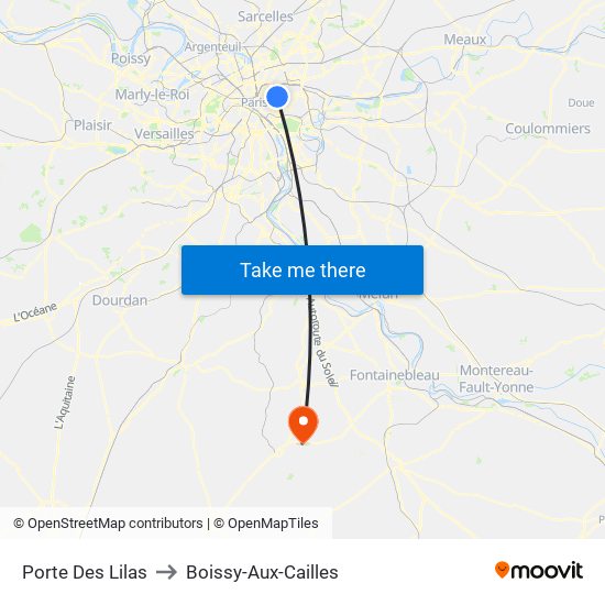 Porte Des Lilas to Boissy-Aux-Cailles map