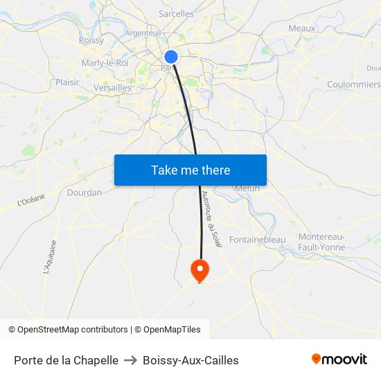 Porte de la Chapelle to Boissy-Aux-Cailles map
