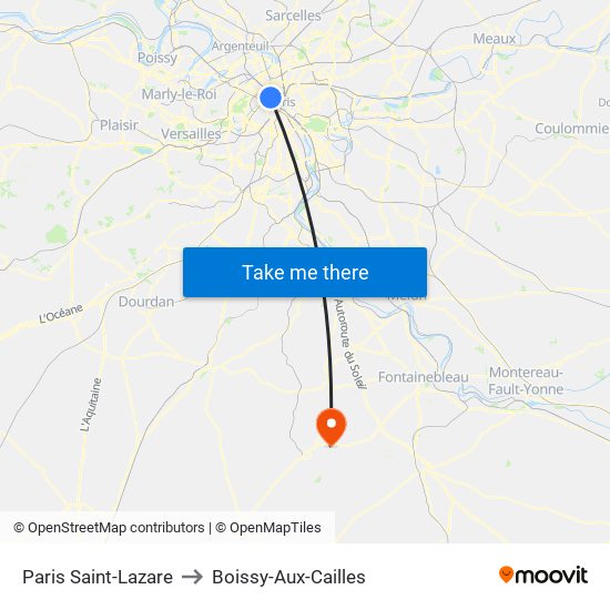 Paris Saint-Lazare to Boissy-Aux-Cailles map