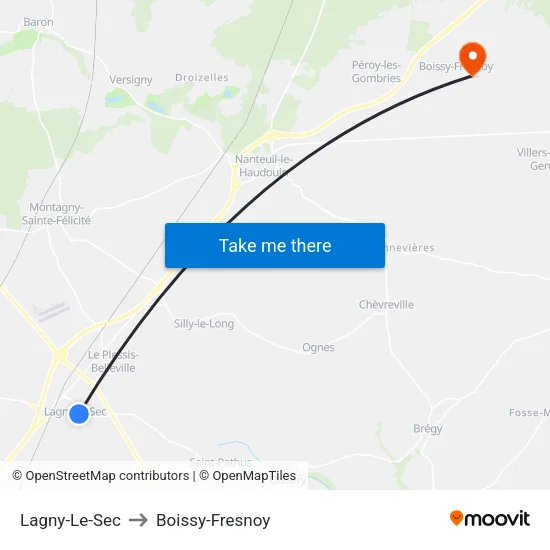 Lagny-Le-Sec to Boissy-Fresnoy map
