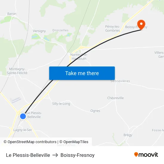 Le Plessis-Belleville to Boissy-Fresnoy map