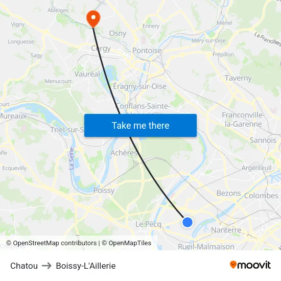 Chatou to Boissy-L'Aillerie map
