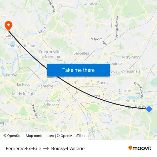 Ferrieres-En-Brie to Boissy-L'Aillerie map