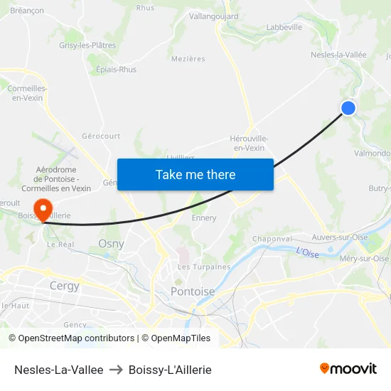 Nesles-La-Vallee to Boissy-L'Aillerie map