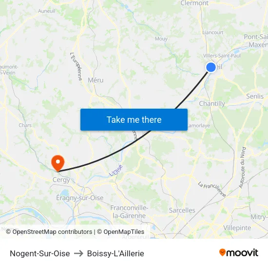 Nogent-Sur-Oise to Boissy-L'Aillerie map