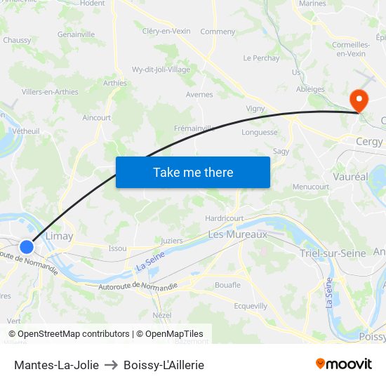 Mantes-La-Jolie to Boissy-L'Aillerie map
