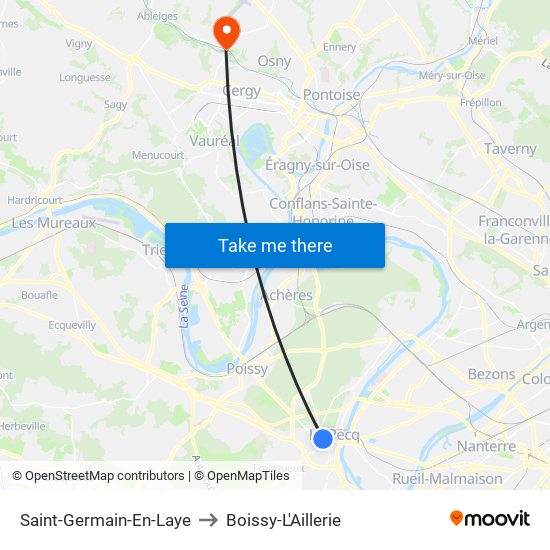 Saint-Germain-En-Laye to Boissy-L'Aillerie map
