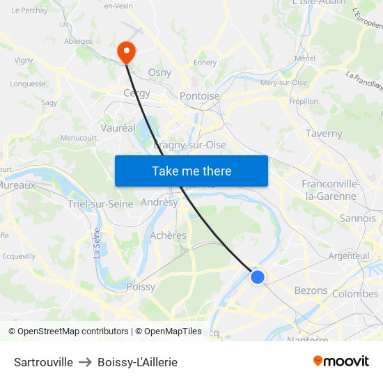 Sartrouville to Boissy-L'Aillerie map