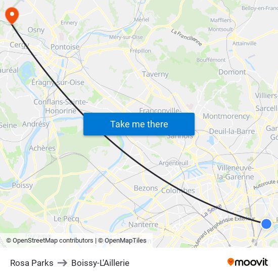 Rosa Parks to Boissy-L'Aillerie map