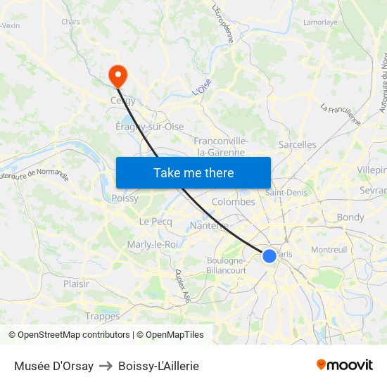 Musée D'Orsay to Boissy-L'Aillerie map