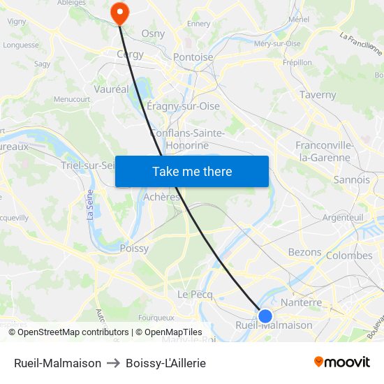 Rueil-Malmaison to Boissy-L'Aillerie map