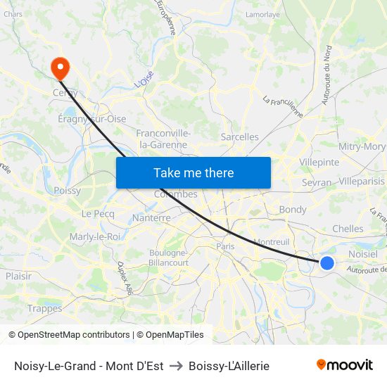 Noisy-Le-Grand - Mont D'Est to Boissy-L'Aillerie map