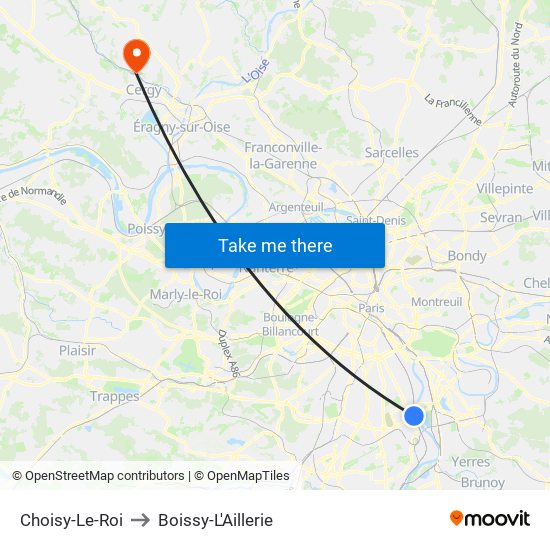 Choisy-Le-Roi to Boissy-L'Aillerie map