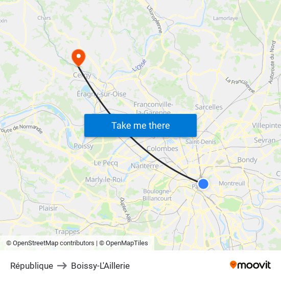 République to Boissy-L'Aillerie map
