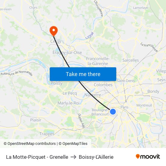 La Motte-Picquet - Grenelle to Boissy-L'Aillerie map