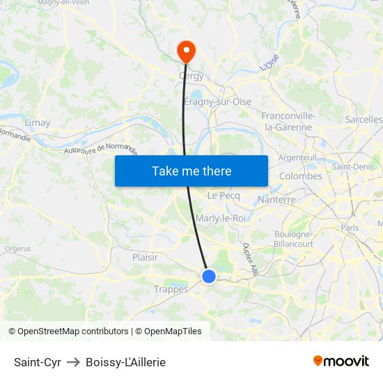 Saint-Cyr to Boissy-L'Aillerie map