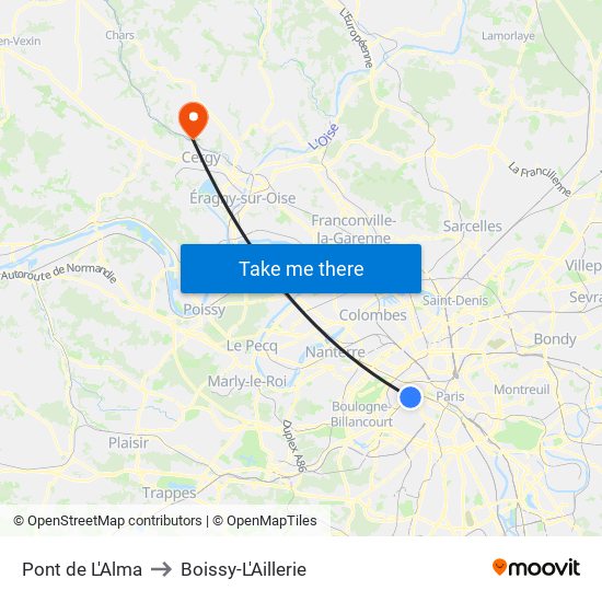 Pont de L'Alma to Boissy-L'Aillerie map