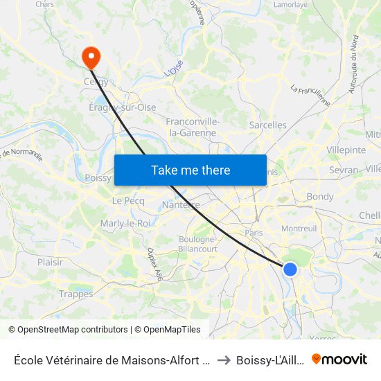 École Vétérinaire de Maisons-Alfort - Métro to Boissy-L'Aillerie map