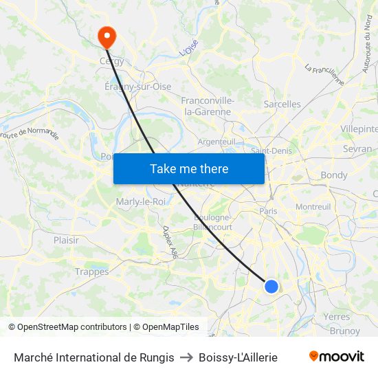 Marché International de Rungis to Boissy-L'Aillerie map