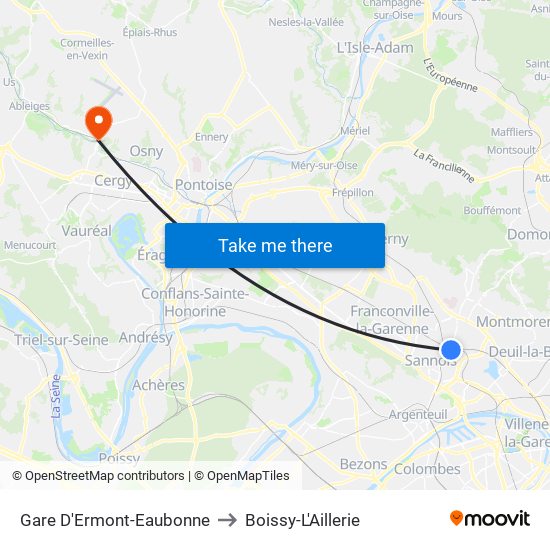 Gare D'Ermont-Eaubonne to Boissy-L'Aillerie map