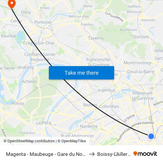 Magenta - Maubeuge - Gare du Nord to Boissy-L'Aillerie map