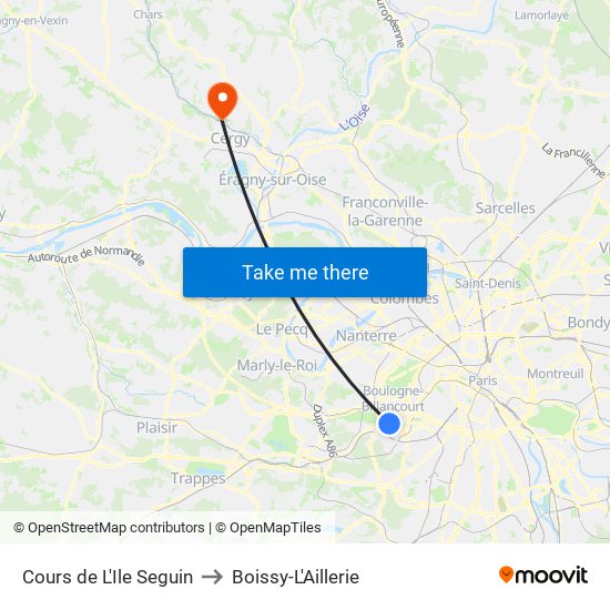 Cours de L'Ile Seguin to Boissy-L'Aillerie map