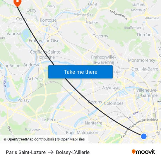 Paris Saint-Lazare to Boissy-L'Aillerie map