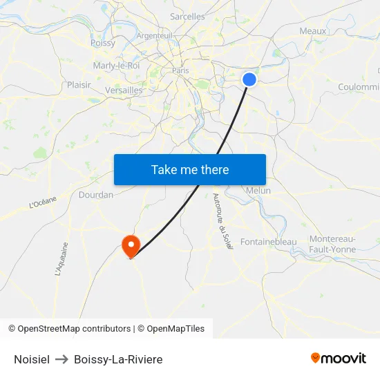 Noisiel to Boissy-La-Riviere map