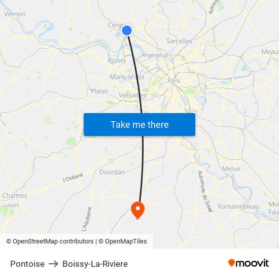 Pontoise to Boissy-La-Riviere map