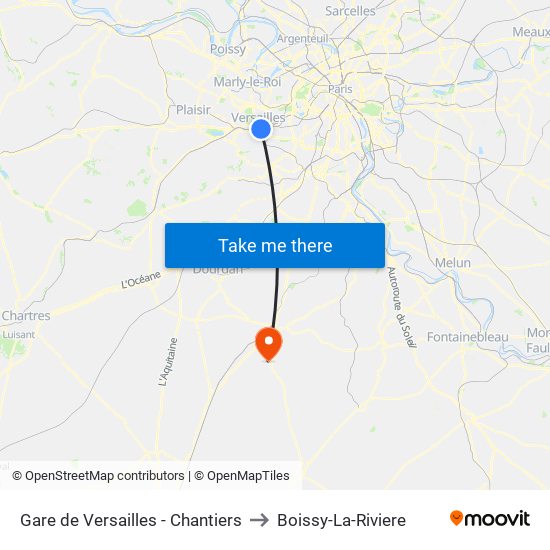 Gare de Versailles - Chantiers to Boissy-La-Riviere map