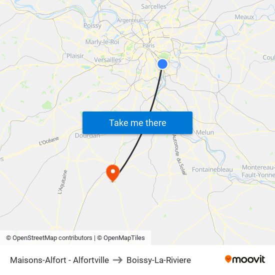 Maisons-Alfort - Alfortville to Boissy-La-Riviere map