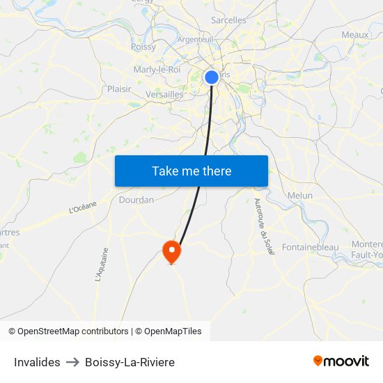 Invalides to Boissy-La-Riviere map