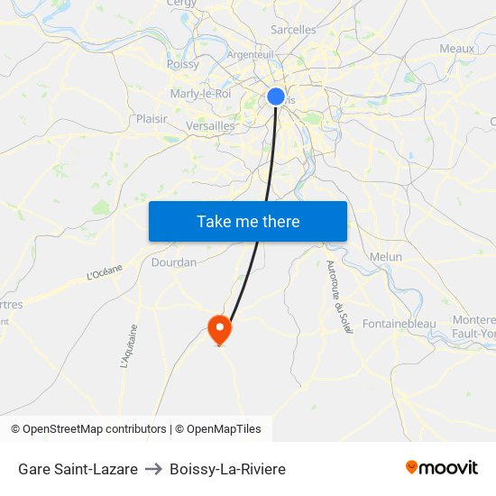 Gare Saint-Lazare to Boissy-La-Riviere map