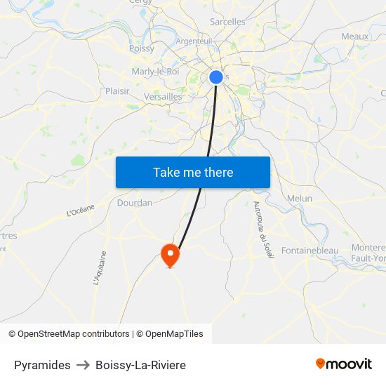 Pyramides to Boissy-La-Riviere map