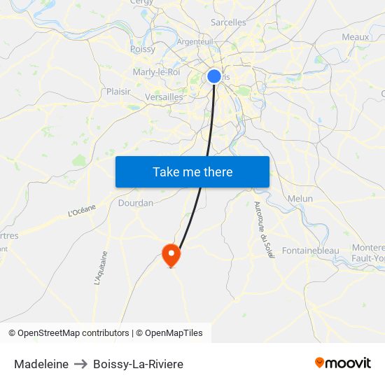 Madeleine to Boissy-La-Riviere map