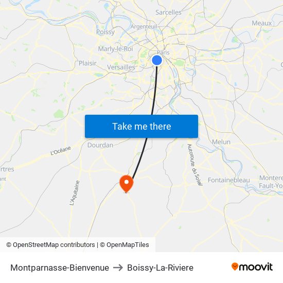 Montparnasse-Bienvenue to Boissy-La-Riviere map