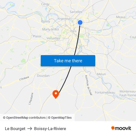 Le Bourget to Boissy-La-Riviere map
