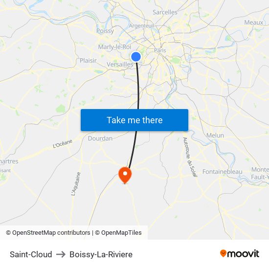 Saint-Cloud to Boissy-La-Riviere map