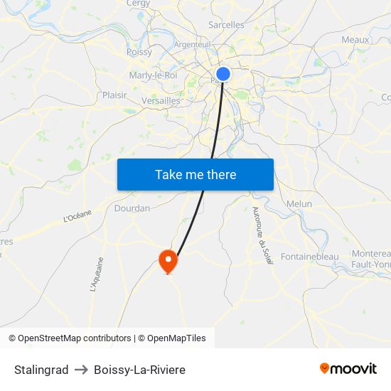 Stalingrad to Boissy-La-Riviere map