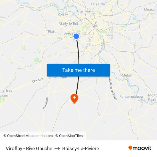 Viroflay - Rive Gauche to Boissy-La-Riviere map